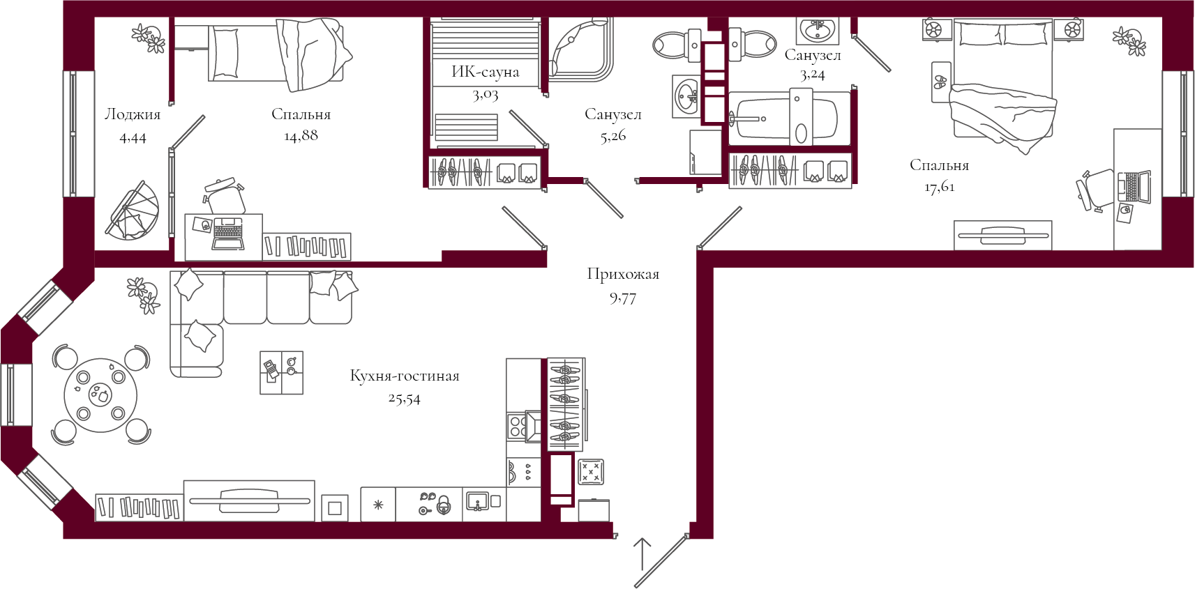 планировка квартиры 80 м2