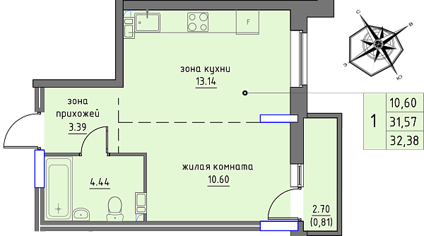 планировка квартиры 32 м2