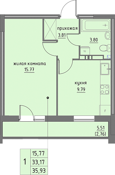 планировка квартиры 35 м2