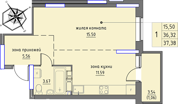 планировка квартиры 37 м2