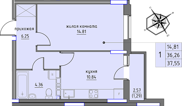 планировка квартиры 37 м2