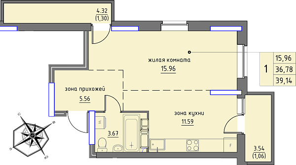планировка квартиры 39 м2