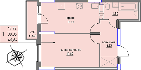 планировка квартиры 40 м2