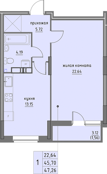 планировка квартиры 47 м2