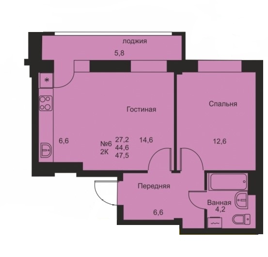 планировка квартиры 48 м2