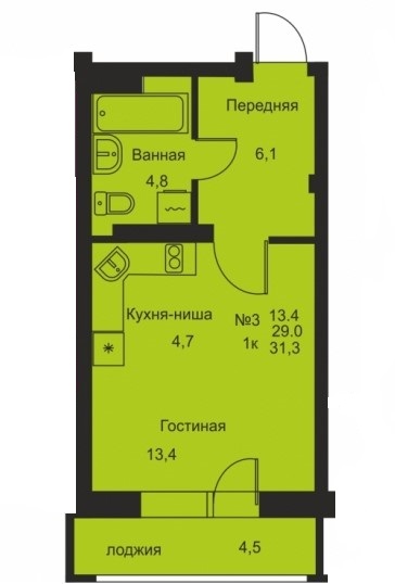 планировка квартиры 31 м2