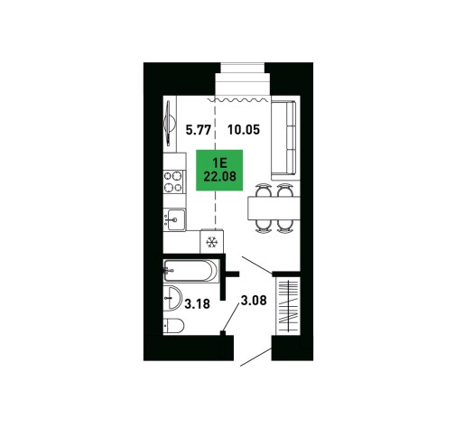 планировка квартиры 22 м2
