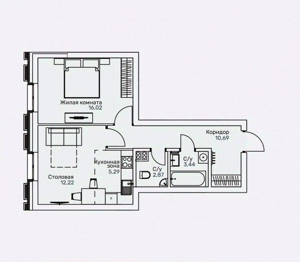 планировка квартиры 51 м2