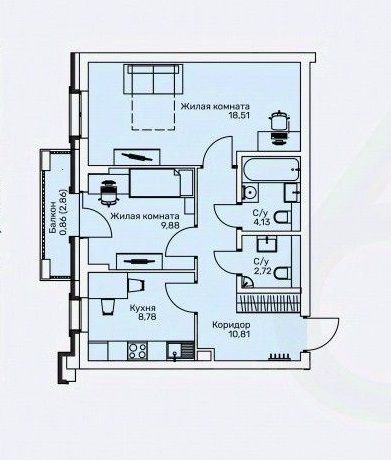 планировка квартиры 56 м2