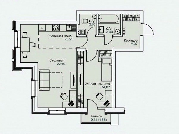 планировка квартиры 59 м2