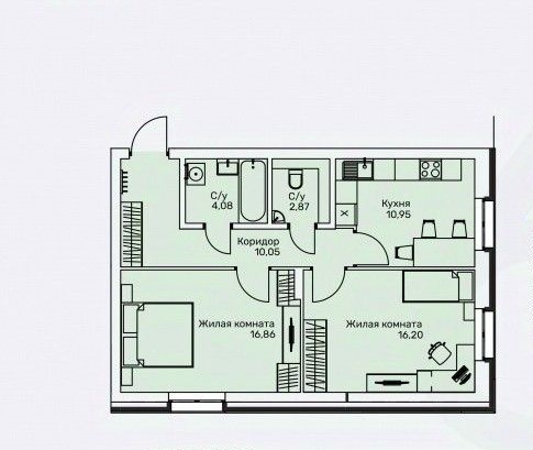 планировка квартиры 61 м2