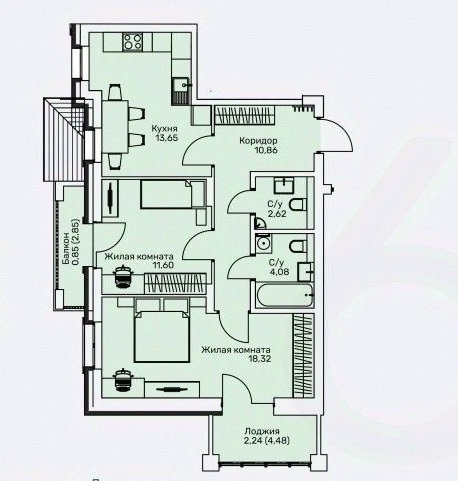 планировка квартиры 64 м2
