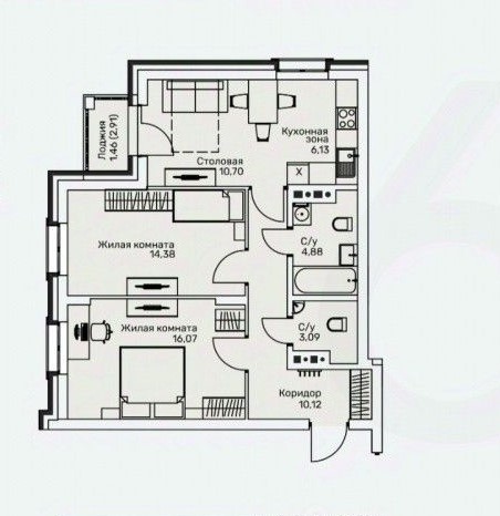планировка квартиры 67 м2