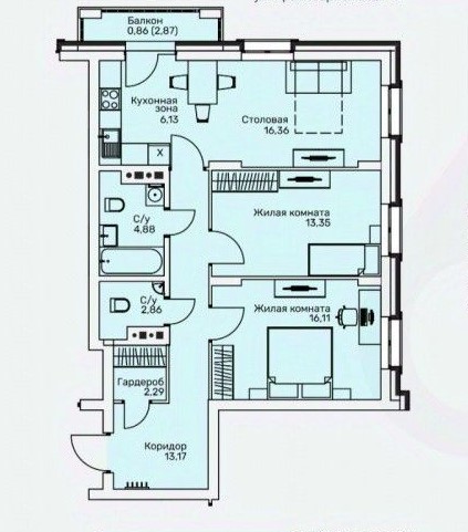 планировка квартиры 76 м2