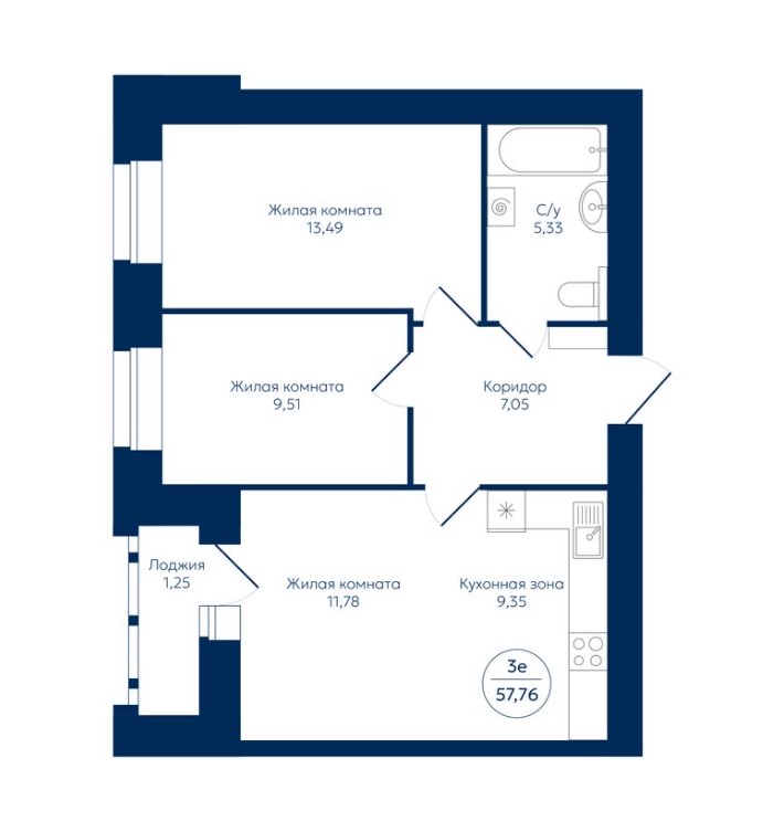планировка квартиры 58 м2