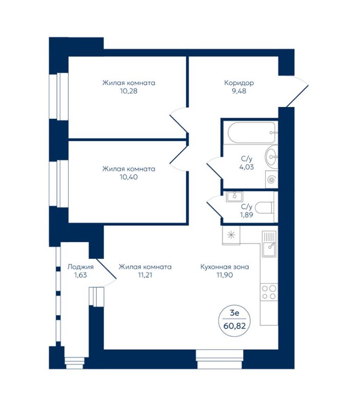 планировка квартиры 61 м2