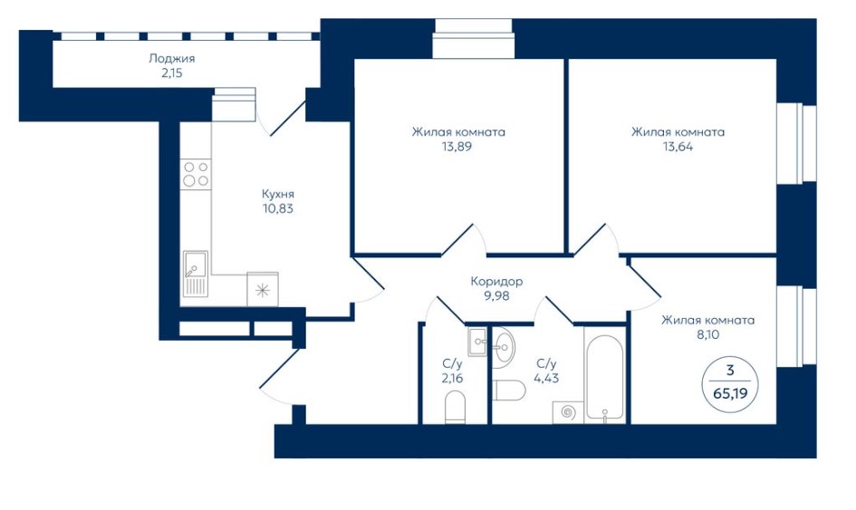 планировка квартиры 65 м2