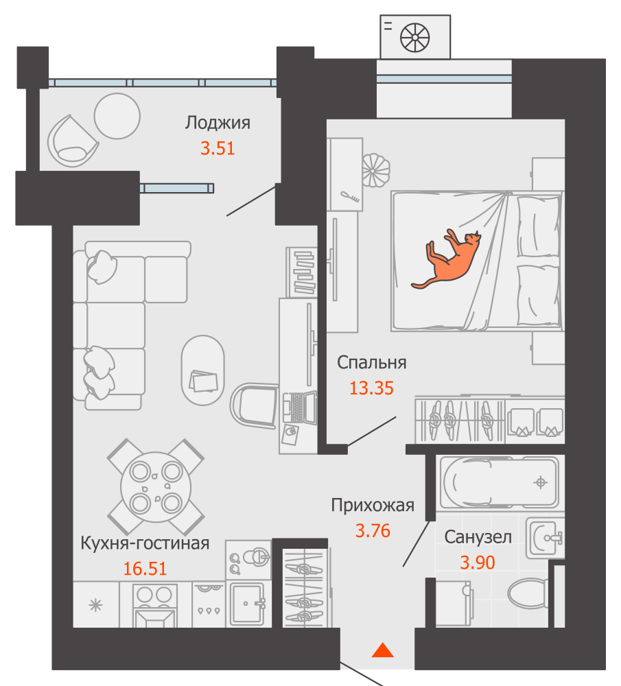 планировка квартиры 39 м2