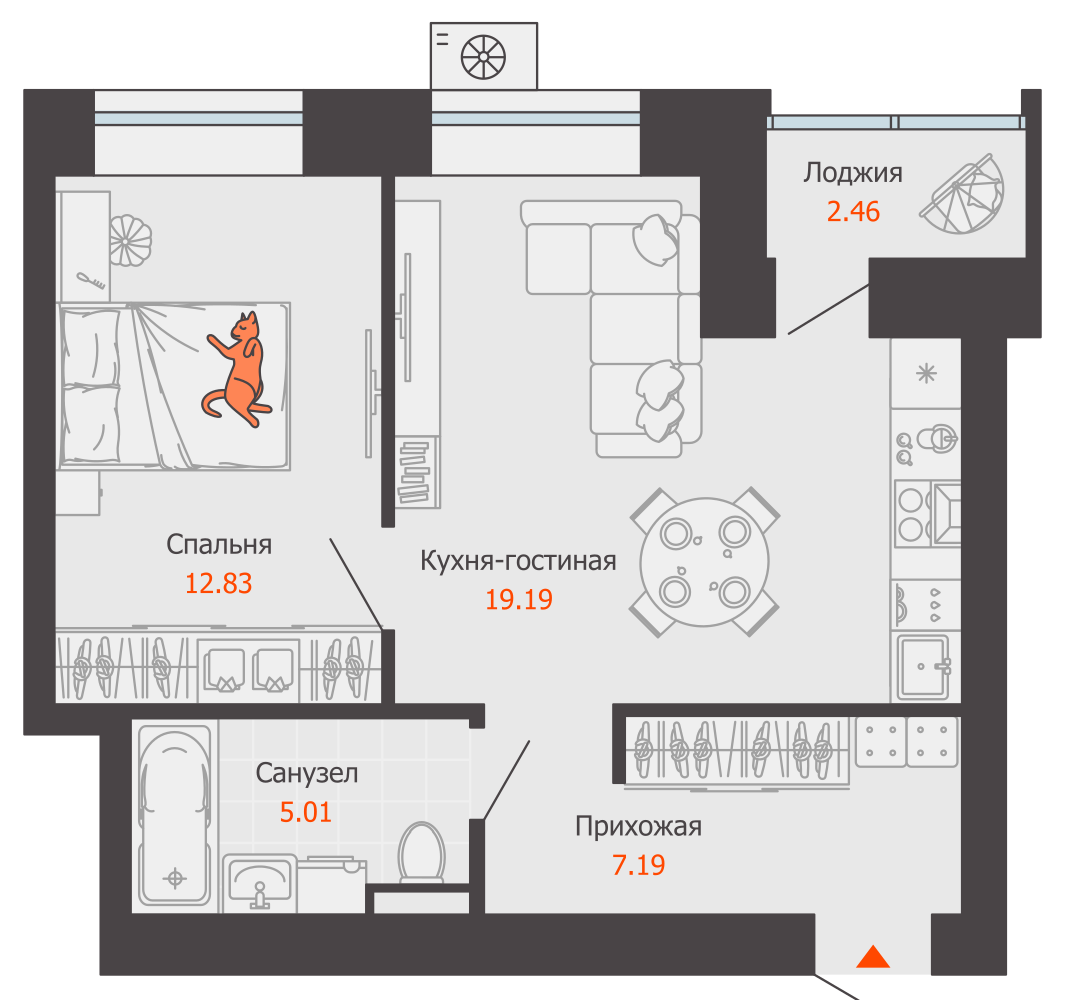 планировка квартиры 45 м2