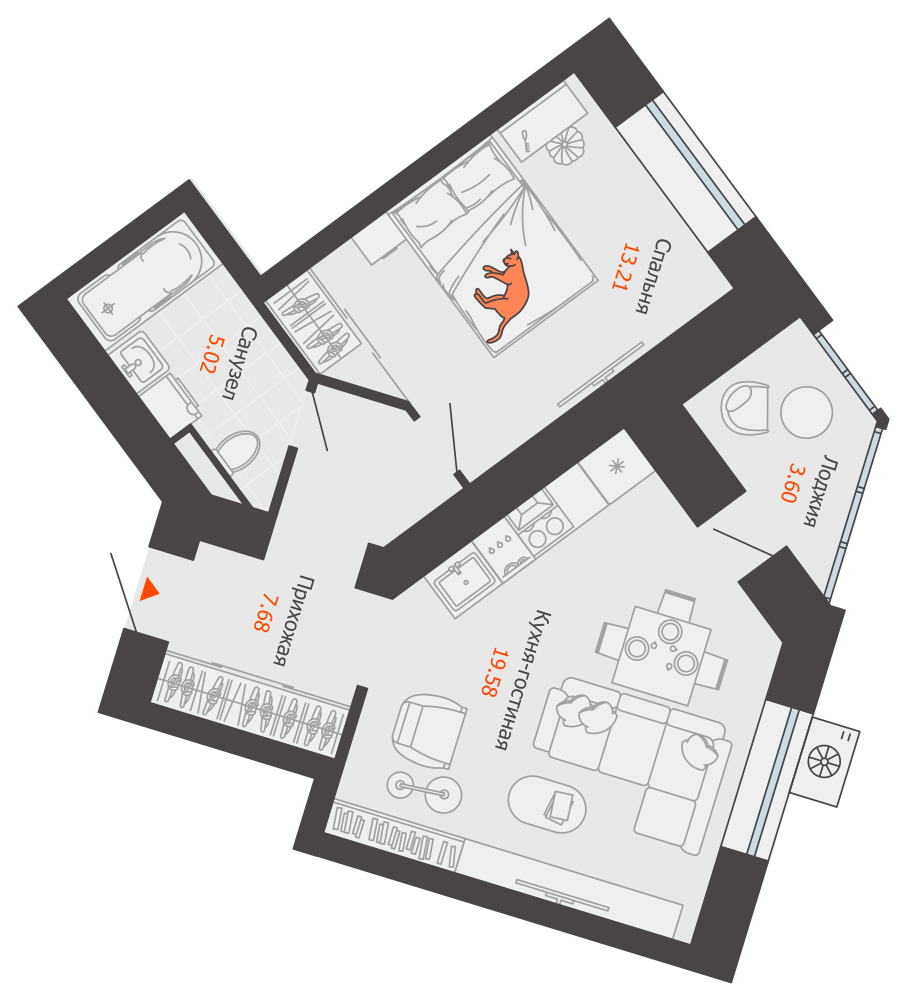 планировка квартиры 47 м2