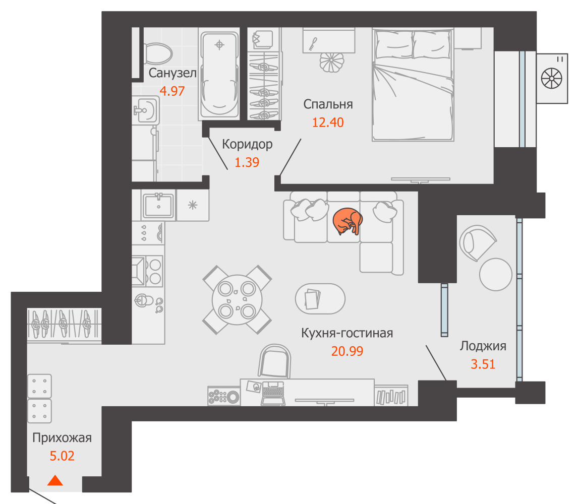 планировка квартиры 47 м2