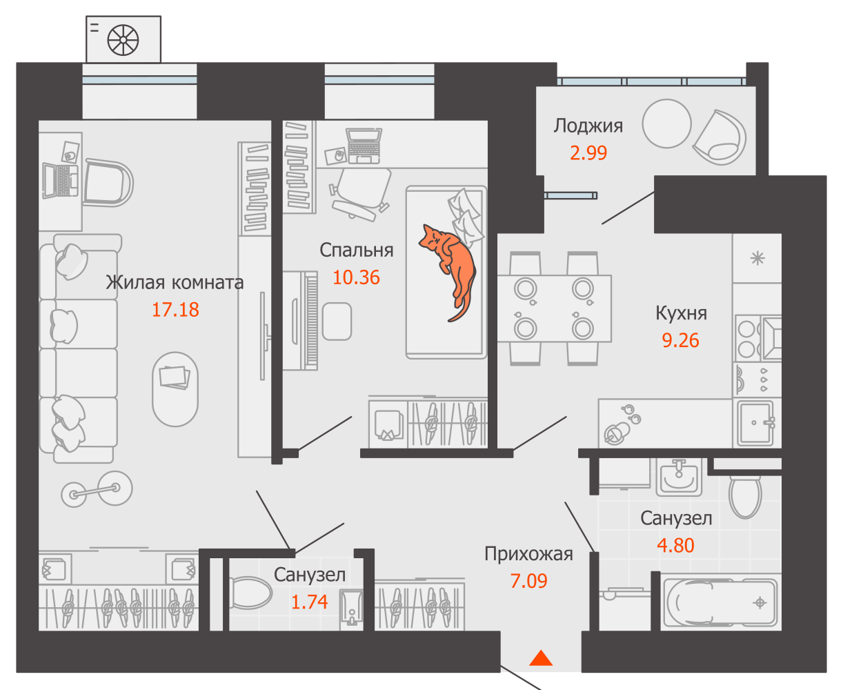 планировка квартиры 52 м2