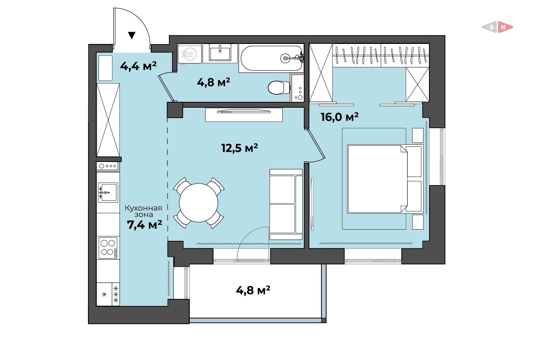 планировка квартиры 50 м2