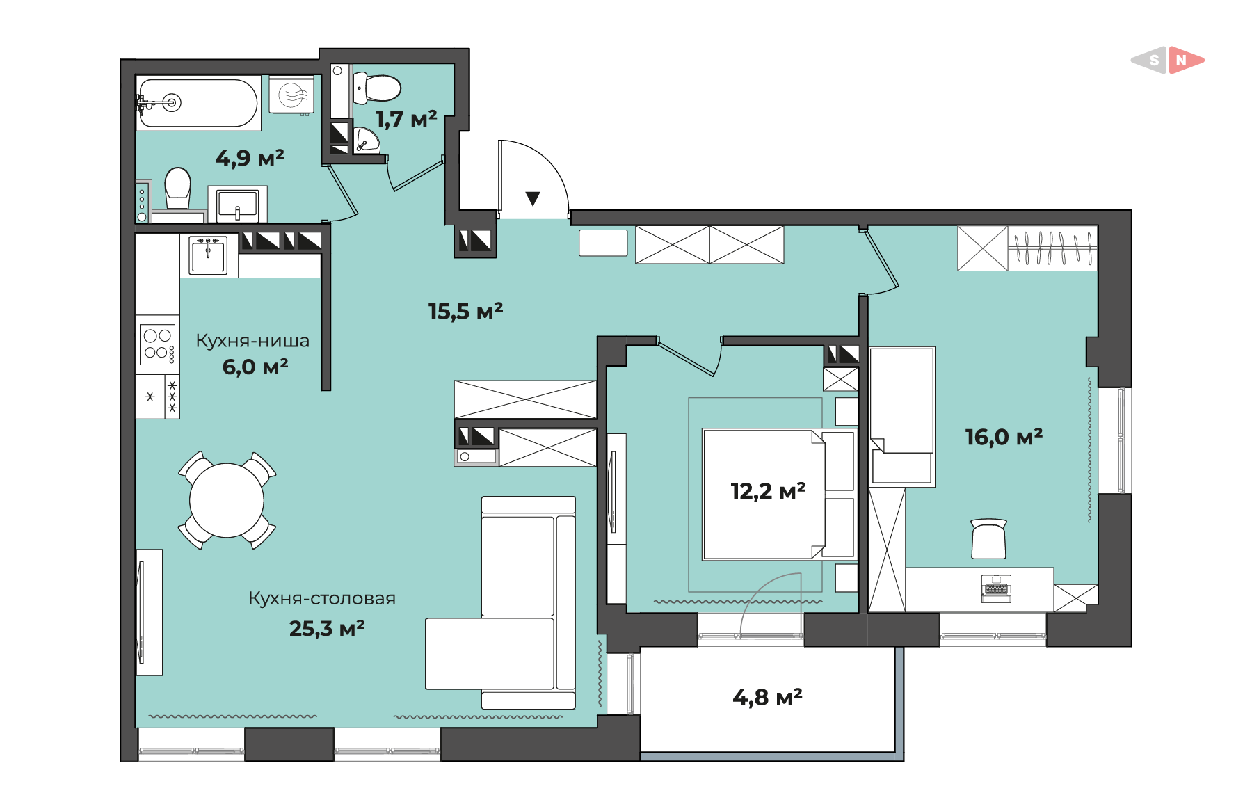планировка квартиры 86 м2