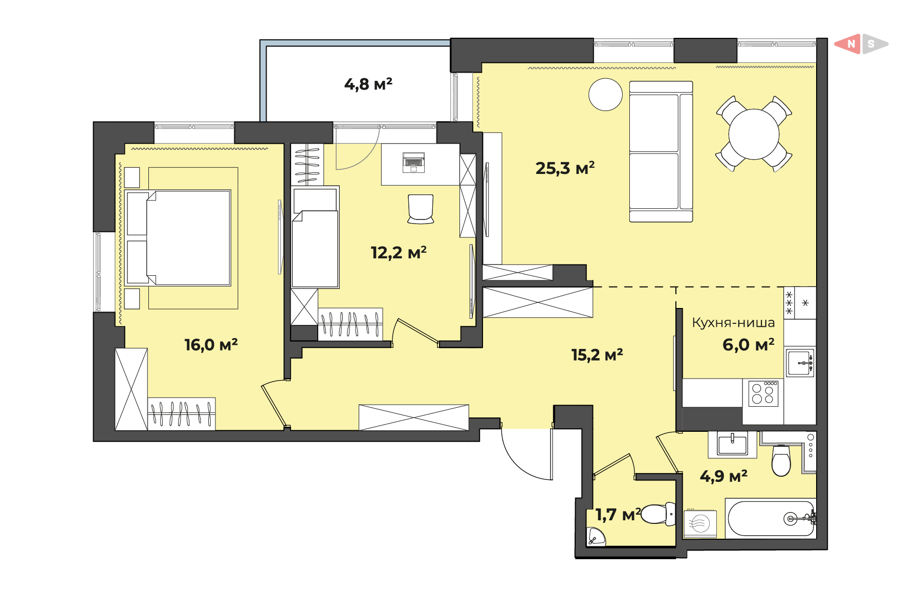 планировка квартиры 86 м2