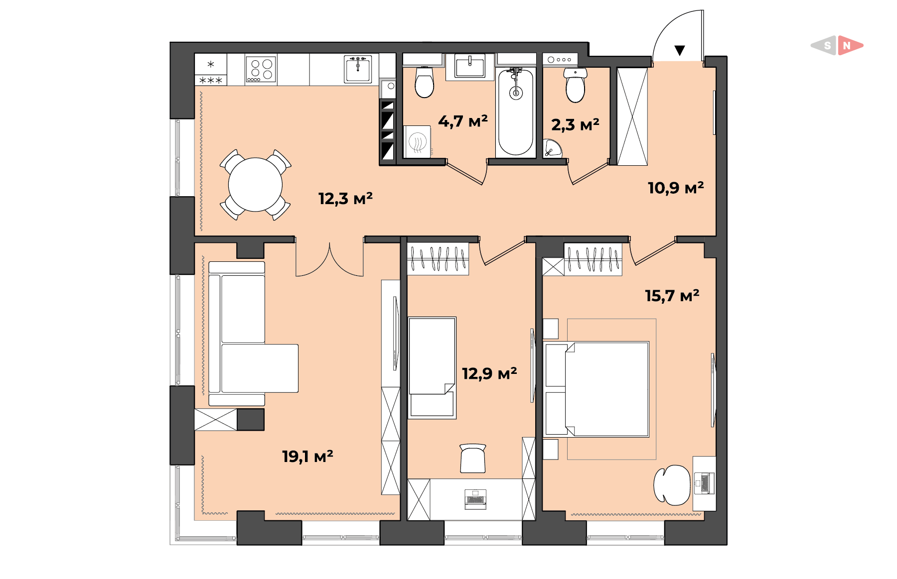 планировка квартиры 78 м2