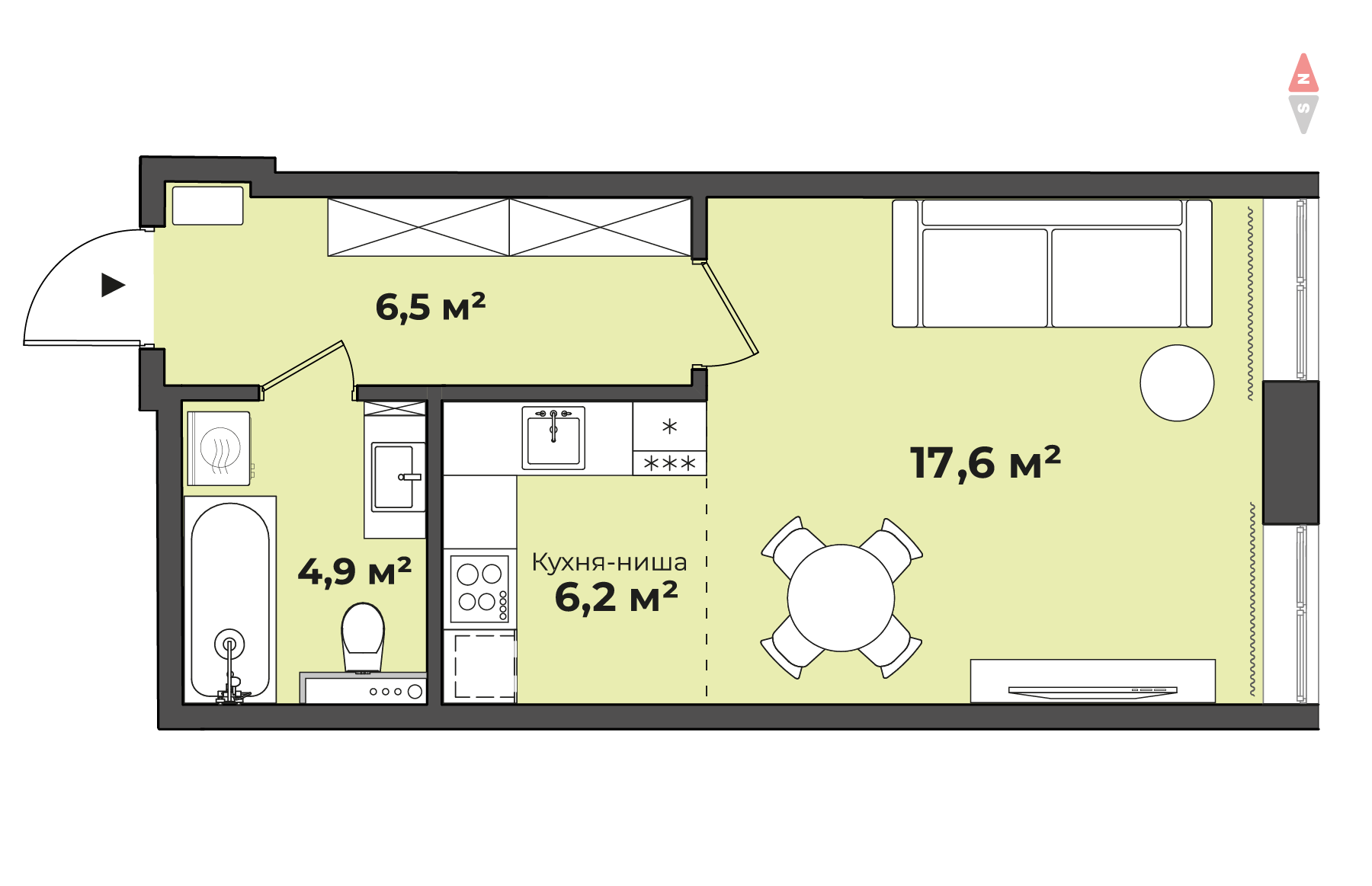 планировка квартиры 35 м2