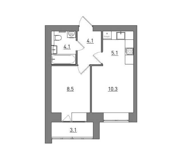 планировка квартиры 35 м2