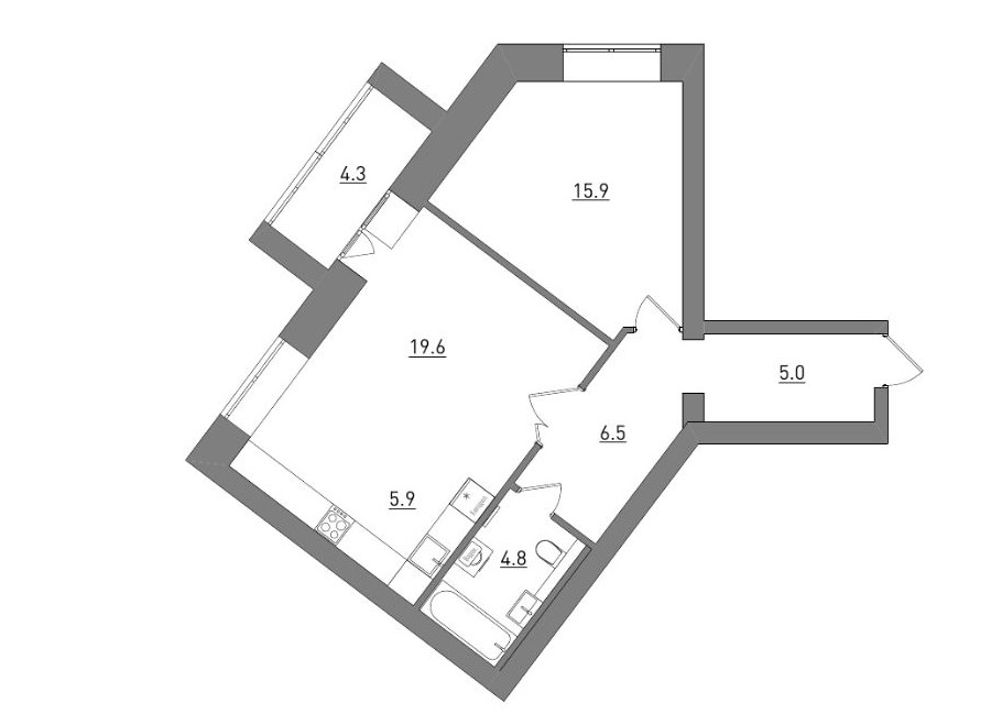 планировка квартиры 62 м2