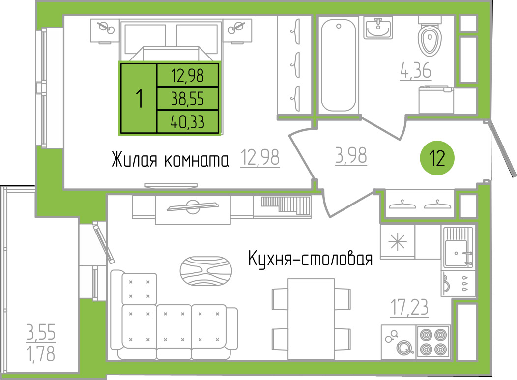 планировка квартиры 40 м2