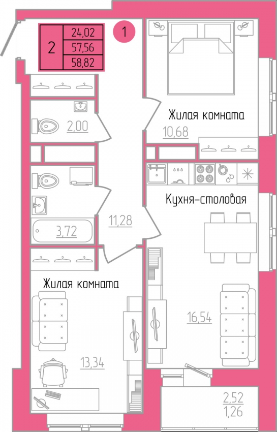 планировка квартиры 59 м2