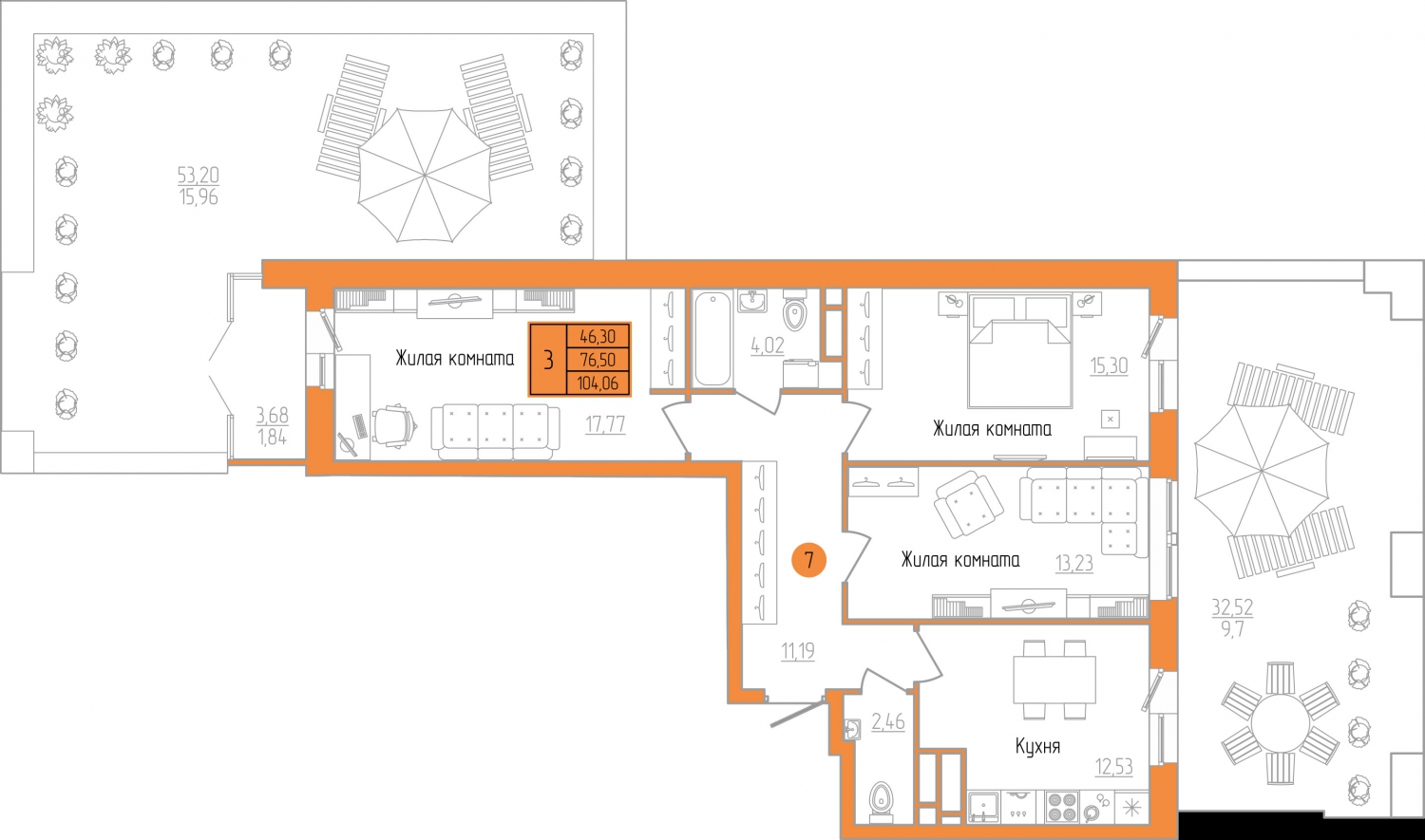 планировка квартиры 104 м2