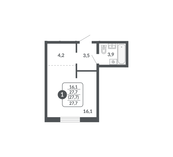 планировка квартиры 27 м2
