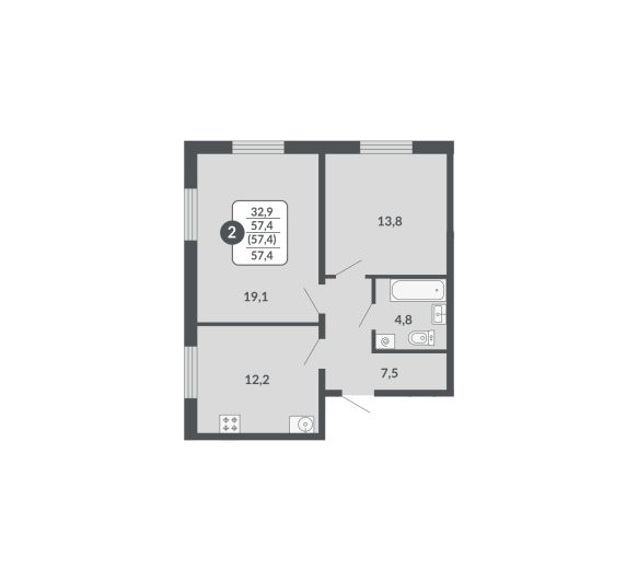 планировка квартиры 57 м2