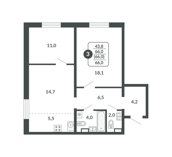 планировка квартиры 66 м2