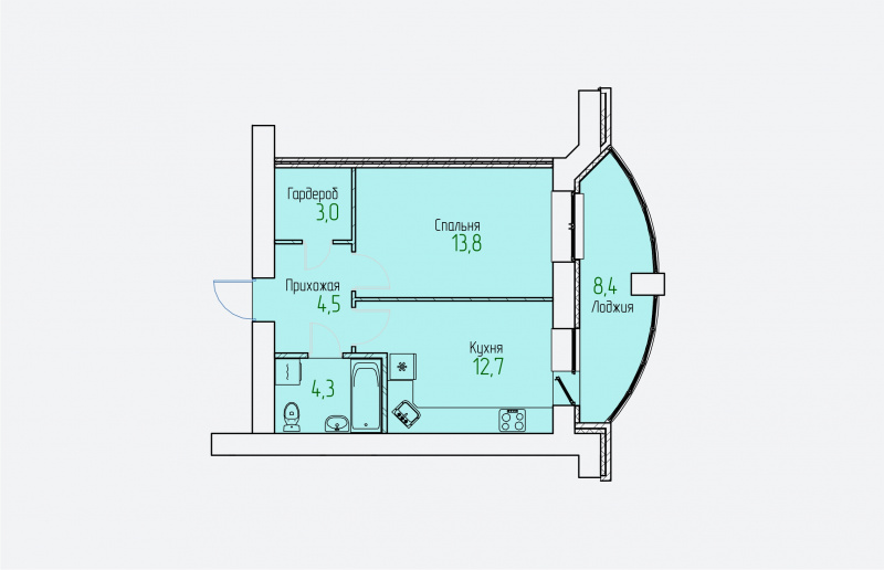 планировка квартиры 43 м2