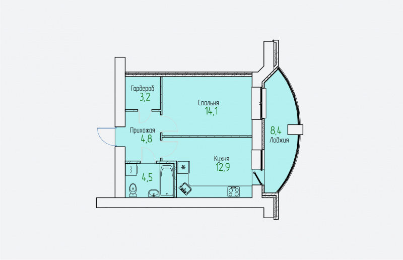 планировка квартиры 43 м2