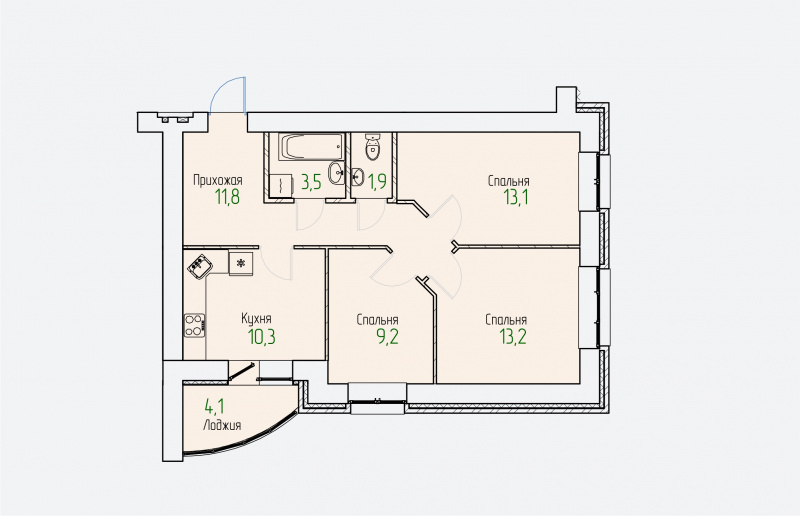 планировка квартиры 65 м2