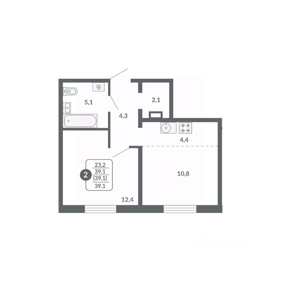 планировка квартиры 39 м2