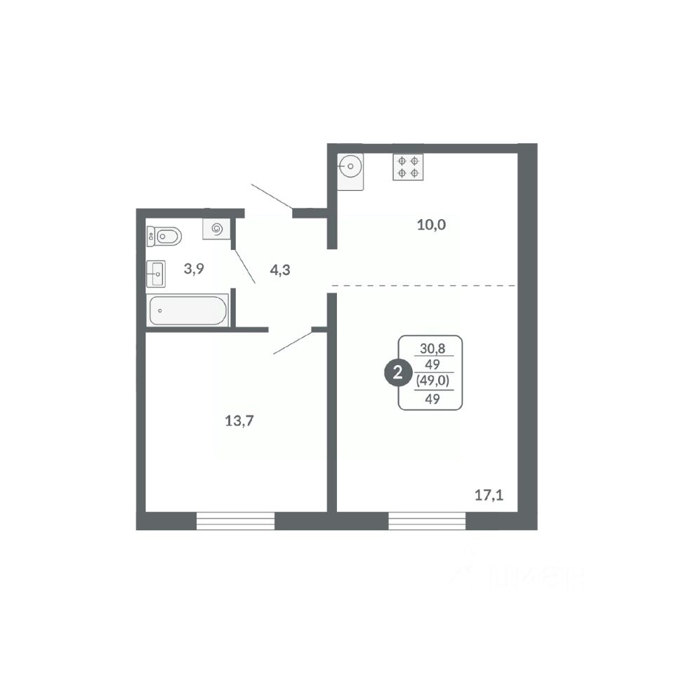 планировка квартиры 49 м2