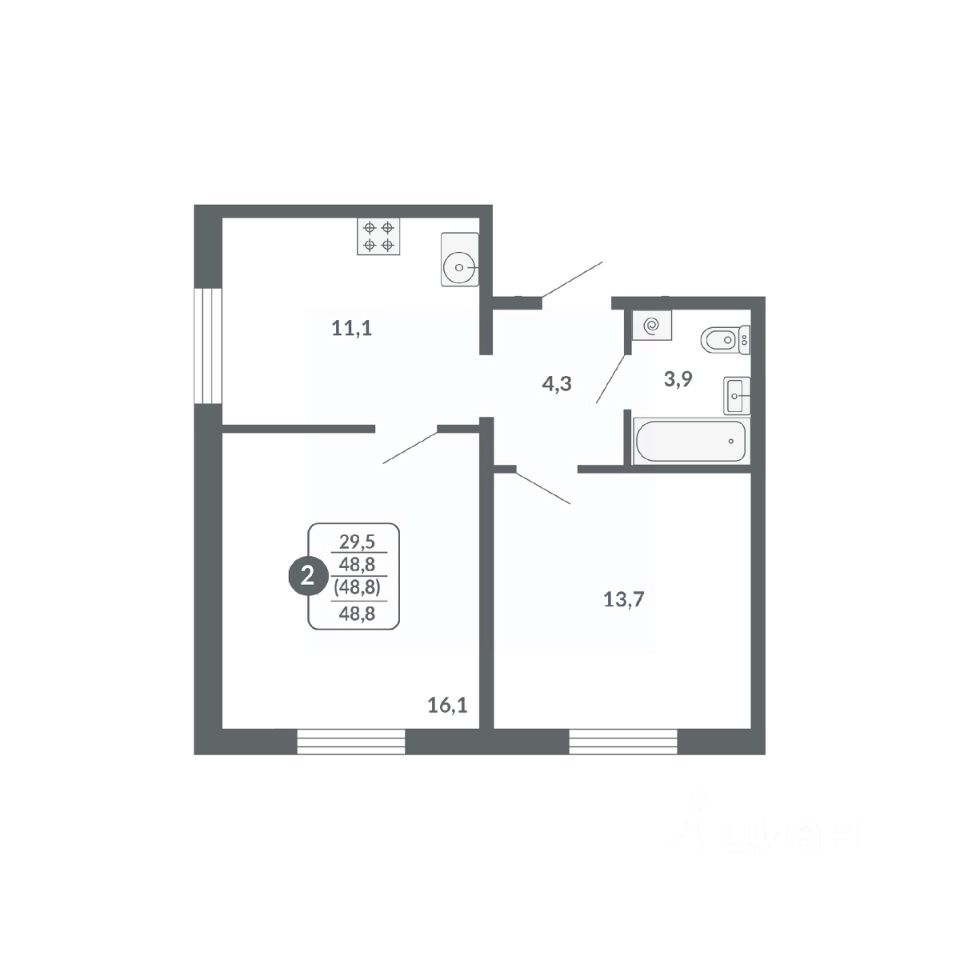 планировка квартиры 49 м2