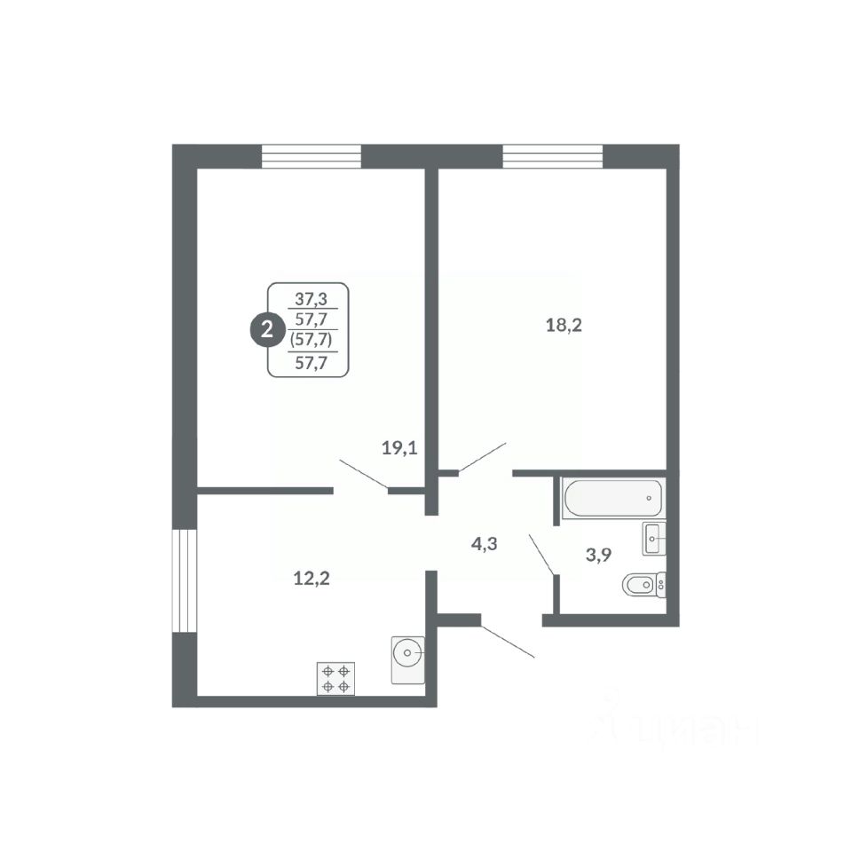 планировка квартиры 58 м2
