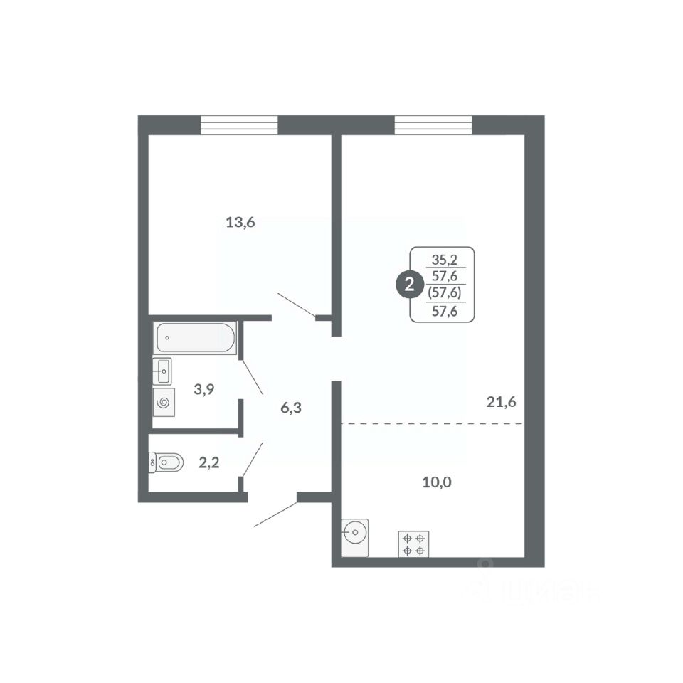 планировка квартиры 58 м2