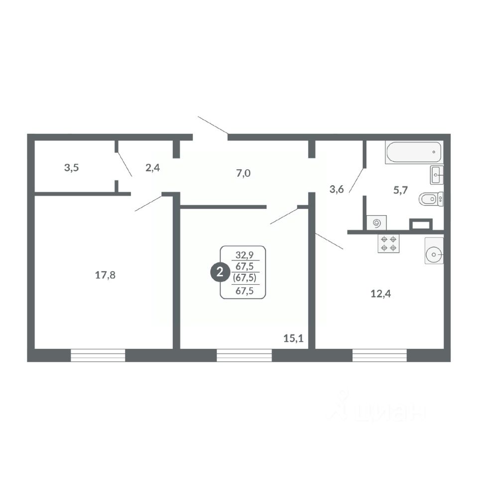 планировка квартиры 68 м2