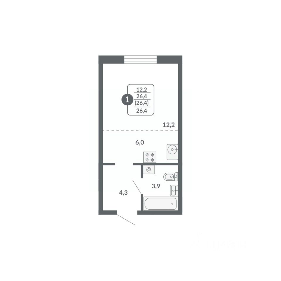 планировка квартиры 26 м2