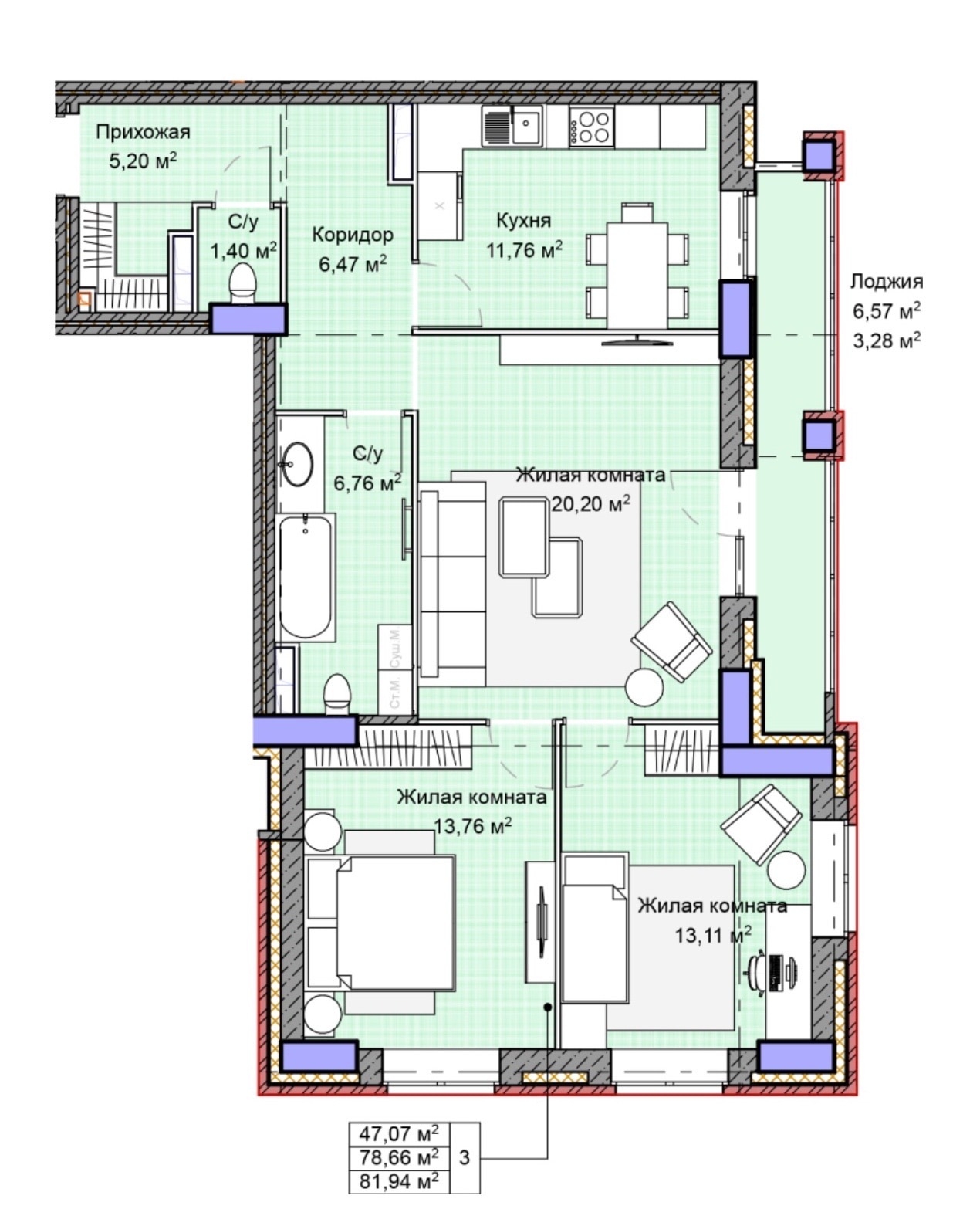 планировка квартиры 82 м2